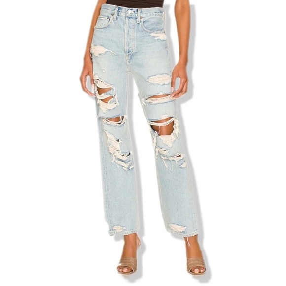 Agolde 90’s Mid Rise Loose Distressed Denim Unhinged Size 29 - Picture 1 of 12